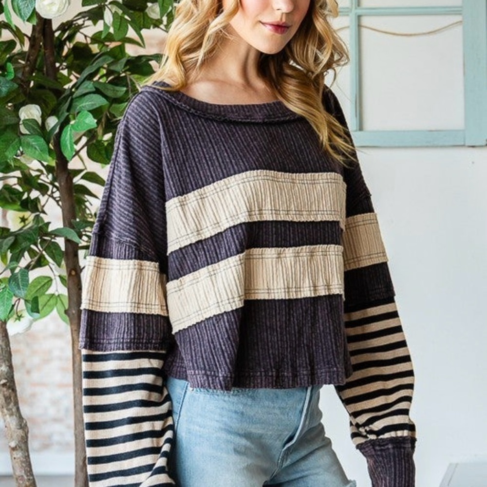 Oli and Hali Striped Cropped Top